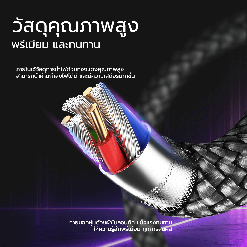 สายชาร์จเร็ว ZTEC รุ่น ZC322S USB-C TO USB-C 2 เมตร สีดำ 5A 240W (รองรับเทคโนโลยี PD และ QC)_5